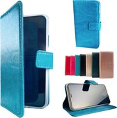 Apple iPhone 12 Mini Aqua Blauw Wallet / Book Case / Boekhoesje/ Telefoonhoesje / Hoesje iPhone 12 Mini met vakje voor pasjes, geld en fotovakje