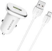 HOCO BZ12A Lasting Power - Auto-Oplader - QC3.0 Autolader 18W + Micro-USB kabel - Voor Android Smartphones - Wit