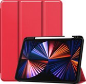 iPad Pro 2021 Hoes 11 Inch Book Case Hoesje Met Pencil Houder - Rood