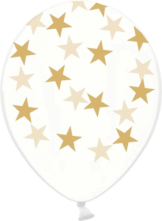PARTYDECO - 6 doorzichtige latex sterren ballonnen - Decoratie > Ballonnen