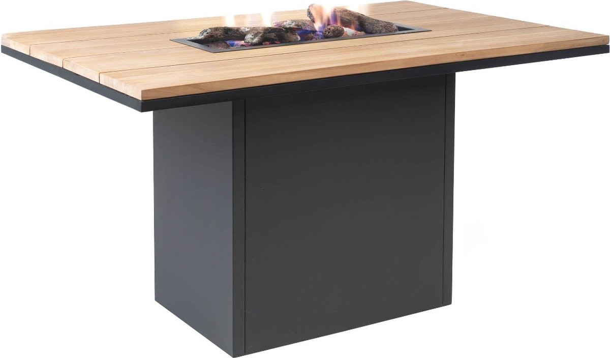 Cosi Cosiloft Relax - Table de feu à hauteur de table - Noir avec teck
