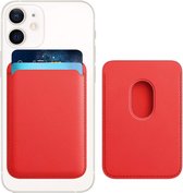 Case2go - Wallet Case Pasjes Houder geschikt voor iPhones en Apple magnetische Ring & oplaadfunctie - Magnetische Kaarthouder - Rood