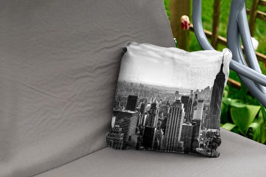 Coussins d'extérieur - Jardin - Skyline Zwart& blanc de New York - noir et blanc - 40x40 cm