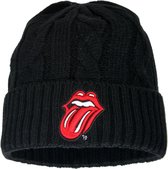 The Rolling Stones Cable Knit Logo Beanie Muts - Officiële Merchandise