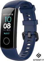 Siliconen Smartwatch bandje - Geschikt voor Honor band 4 / 5 siliconen bandje - donkerblauw - Strap-it Horlogeband / Polsband / Armband