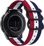 Strap-it Nylon gesp smartwatch bandje - geschikt voor Garmin Vivoactive 3 / Vivoactive 5 / Venu / Venu SQ / Vivomove HR / Forerunner 245 / 645 - rood/wit/blauw