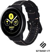 Leer Smartwatch bandje - Geschikt voor  Samsung Galaxy Watch Active- 2 leren bandje - zwart - Strap-it Horlogeband / Polsband / Armband