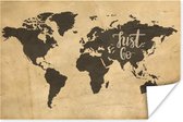 Poster Wereldkaart - Just Go - Vintage - 180x120 cm XXL