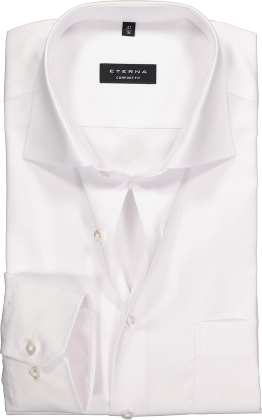 ETERNA Comfort Fit overhemd - mouwlengte 72 - wit niet doorschijnend twill - Strijkvrij - Boordmaat: