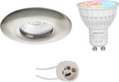 Mi-Light MiBoxer - LED Spot Set GU10 - Smart LED - Wifi LED - Slimme LED - 4W - RGB+CCT - Aanpasbare Kleur - Dimbaar - Luxino Luno Pro - Waterdicht IP65 - Inbouw Rond - Mat Nikkel - Ø82mm