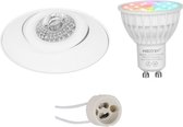 Mi-Light MiBoxer - LED Spot Set GU10 - Smart LED - Wifi LED - Slimme LED - 4W - RGB+CCT - Aanpasbare Kleur - Dimbaar - Luxino Nivas Pro - Inbouw Rond - Mat Wit - Trimless - Kantelbaar - Ø150m
