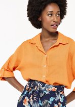 LOLALIZA Linnen blouse met driekwartsmouw - Oranje - Maat 42