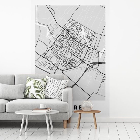 Papier peint - Papiers Papier peint photo Plan de ville - Joure - Grijs - Wit - Largeur 195 cm x hauteur 300 cm