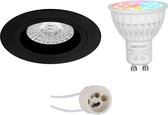 Mi-Light MiBoxer - LED Spot Set GU10 - Smart LED - Wifi LED - Slimme LED - 4W - RGB+CCT - Aanpasbare Kleur - Dimbaar - Prima Rodos Pro - Inbouw Rond - Mat Zwart - Ø93mm