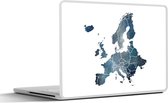 Laptop sticker - 17.3 inch - Kaart Europa - Blauw - Aquarelverf - 40x30cm - Laptopstickers - Laptop skin - Cover