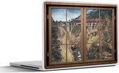 Laptop sticker - 15.6 inch - Doorkijk - Trein - Berg - 36x27,5cm - Laptopstickers - Laptop skin - Cover
