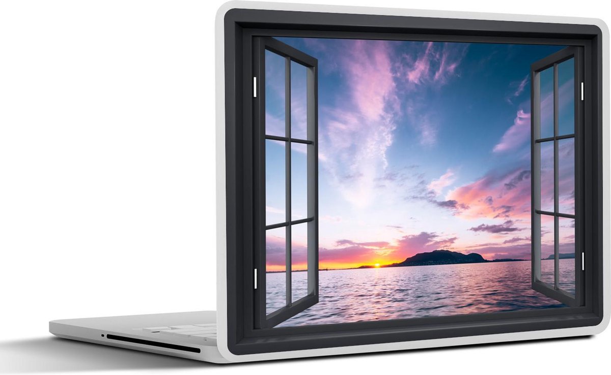 Laptop sticker - 11.6 inch - Doorkijk - Zee - Zonsondergang - 30x21cm - Laptopstickers - Laptop skin - Cover