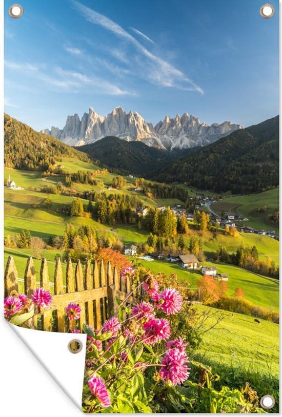 Décoration de jardin Automne - Fleurs - Montagnes - 40x60 cm - Affiche de jardin