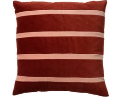 Dutch Decor PEMM - Kussenhoes velvet 45x45 cm - muted clay - roze - terra - strepen - color blocking - met rits - zonder binnenkussen