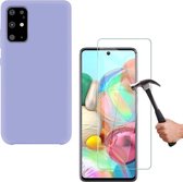 Solid hoesje Geschikt voor: Samsung Galaxy S10  Lite 2020 Soft Touch Liquid Silicone Flexible TPU Rubber - Paars  + 1X Screenprotector Tempered Glass