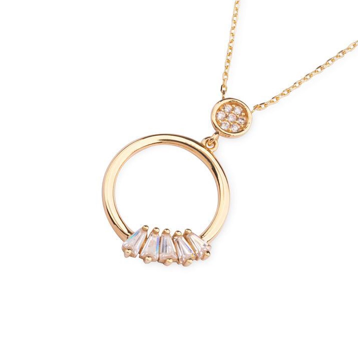Hemels juwelier- 14 geelgouden ketting met hanger- Dames- Goud- HML768 - Cadeautje- Cirkel- Moederdag aanbieding - Hemels Juwelier
