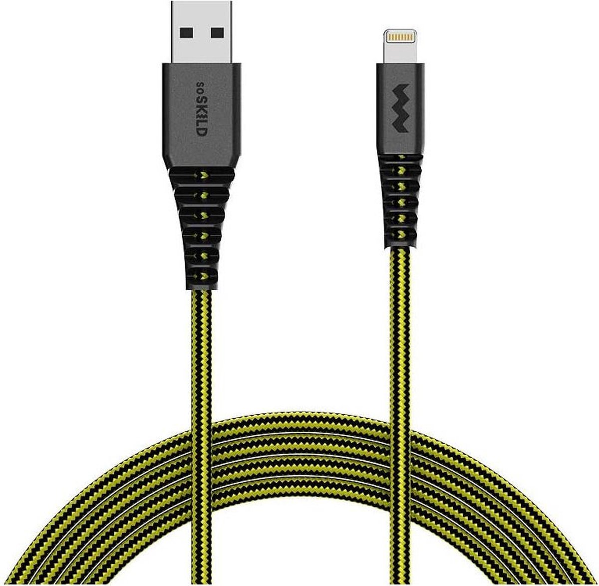 SoSkild iPhone Kabel Lightning - Levensduur van 22 jaar - 1,5 m - Zwart / Geel