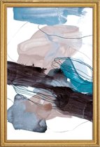 JUNIQE - Poster met houten lijst Blauw en Grijs - abstract -20x30