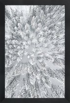 JUNIQE - Poster met houten lijst Snowy Forests -13x18 /Grijs & Wit