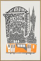 JUNIQE - Poster met kunststof lijst Glasgow Cityscape -13x18 /Grijs &