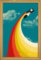 JUNIQE - Poster met houten lijst Panda Express -40x60 /Blauw & Geel