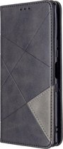 Sony Xperia L4 Hoesje - Mobigear - Rhombus Slim Serie - Kunstlederen Bookcase - Zwart - Hoesje Geschikt Voor Sony Xperia L4