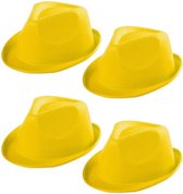 4x stuks geel verkleed party hoedje voor kinderen - Carnaval hoeden