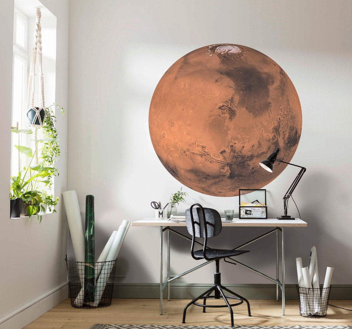 Fotobehang - Mars 125x125cm - Rond - Vliesbehang - Zelfklevend