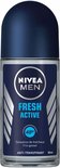 Nivea Men Fresh Active anti-transpirant roll-on deodorant met blauwe dop en zilverkleurige accenten.