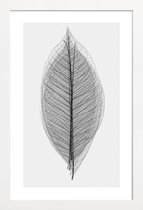 JUNIQE - Poster met houten lijst Skeleton of a Leaf -13x18 /Wit &