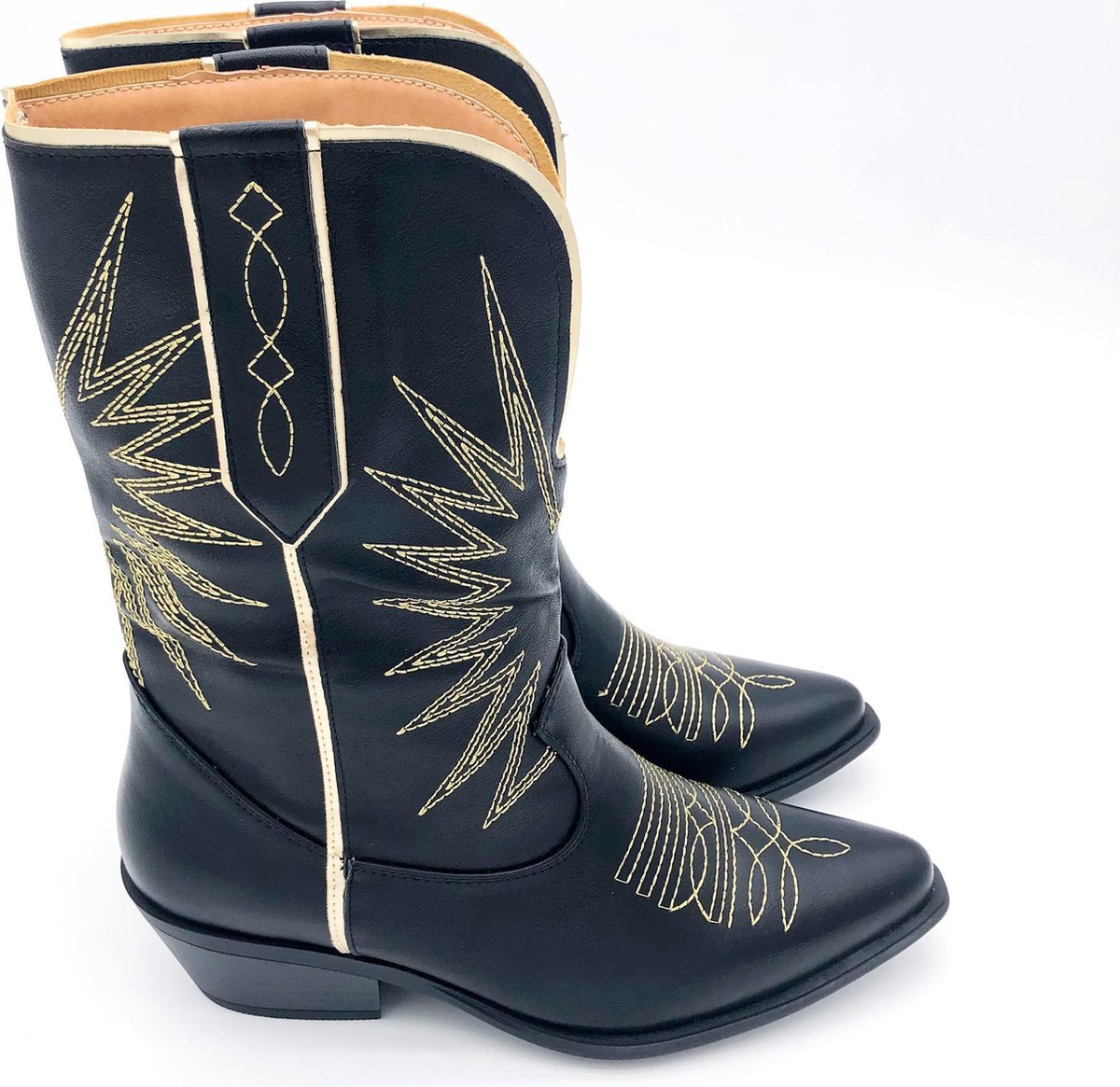 WELOVESHOES® Dames Cowboylaarzen met Hak - Imitatieleer - Zwart - Maat 37 |  bol.com