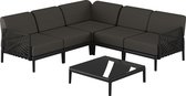 Johnny lounge set 6-delig incl. kussens, zwart.