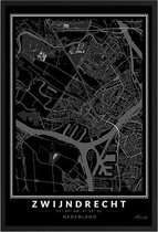 Poster Stad Zwijndrecht - A4 - 21 x 30 cm - Inclusief lijst (Zwart Aluminium)