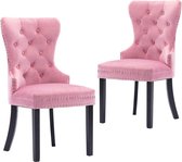 Medina Eetkamerstoelen 2 st fluweel roze