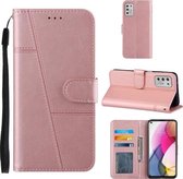 Voor Motorola G Stylus 2021 Stiksels Kalf Patroon Gesp Kaart Portemonnee met Flip Telefoon Holster met Lanyard Beugel Functie (Roze)