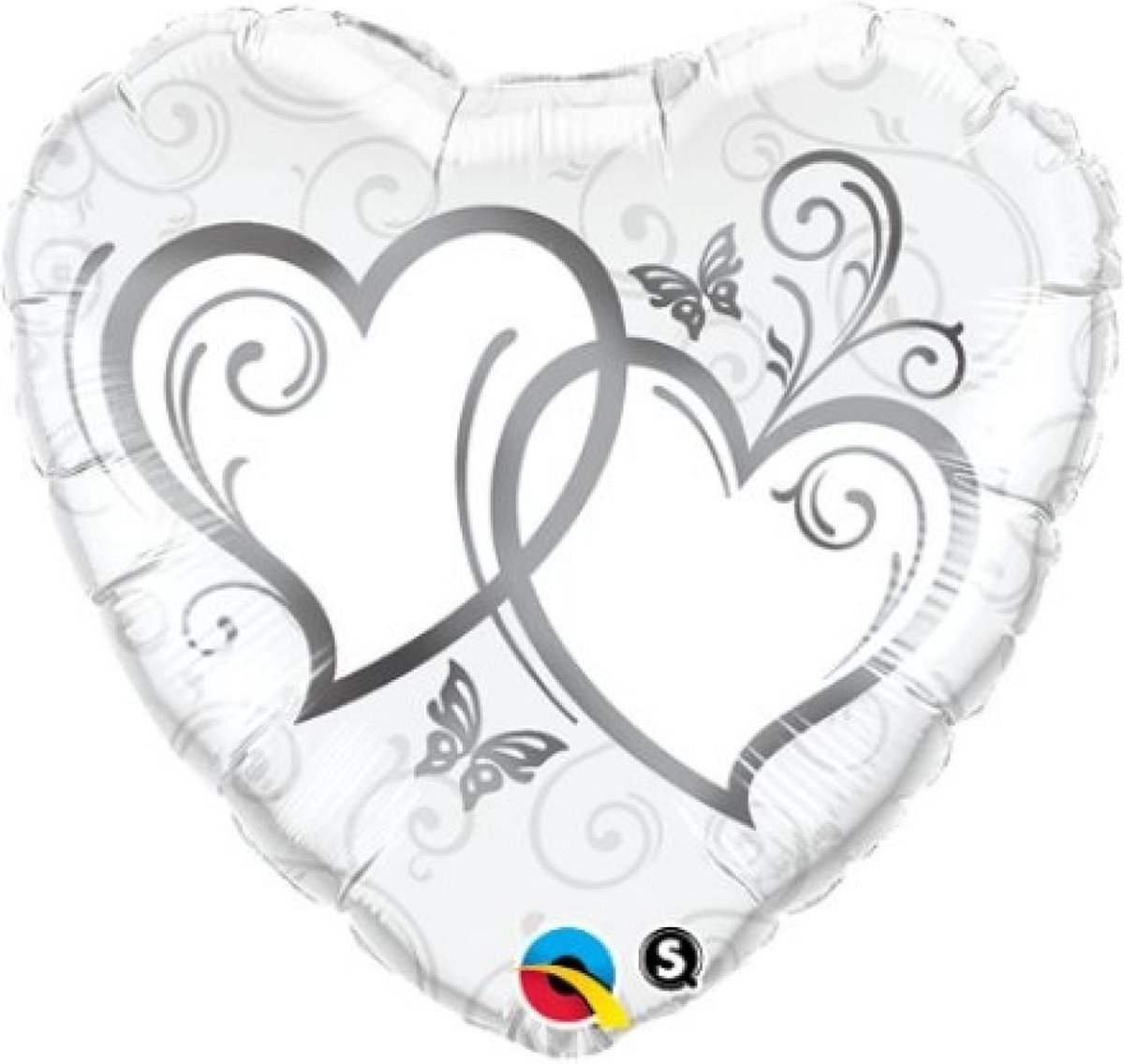 Qualatex - Folieballon - Hart - Verstrengelde harten - Zonder vulling - 43cm