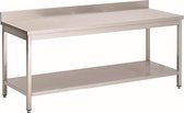 Gastro-Inox RVS werktafel met achteropstand en onderblad, 1700(l)x600(d)x850(h)mm, zelfmontage
