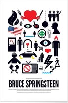 JUNIQE - Poster Bruce Springsteen -13x18 /Groen & Rood