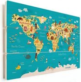 Lijnpatroon Wereldkaart - Poster op fotopapier