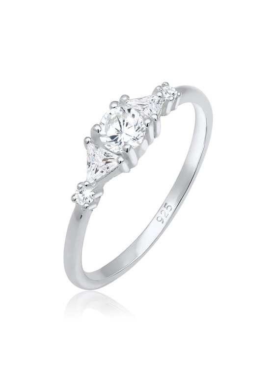 Elli PREMIUM Dames Ring Elli PREMIUM Ring Dames Filigraan Geo Fonkelend met zirkonia kristallen in 925 sterling zilver verguld