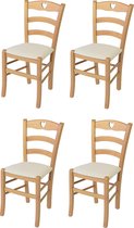 Tommychairs Cuore - Eetkamerstoelen - Set van 4 - Kersenhout - Kunstleer