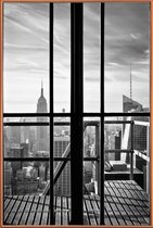 JUNIQE - Poster met kunststof lijst Een venster op de wereld -60x90