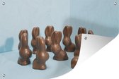 Tuindecoratie Kleine chocolade paashazen - 60x40 cm - Tuinposter - Tuindoek - Buitenposter
