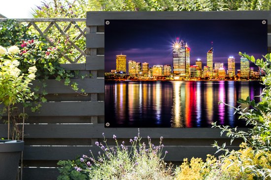 Affiche de jardin The Skyline of Perth at night 120x80 cm - Toile de jardin / Toile d'extérieur / Peintures pour l'extérieur (décoration de jardin)