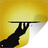Tuindoek Het silhouet van een ober met een dienblad - 100x100 cm | bol.com